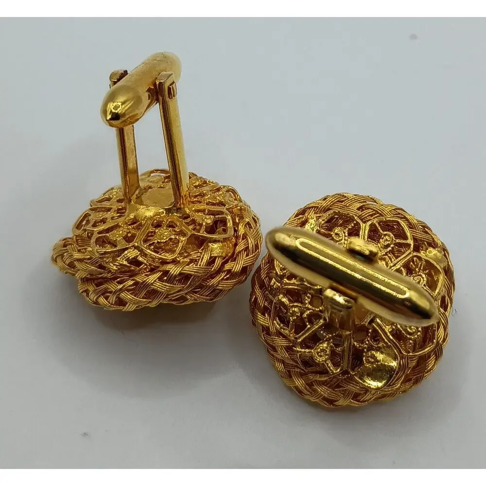 Mid Century Cufflinks with Aqua Blue Cabochons